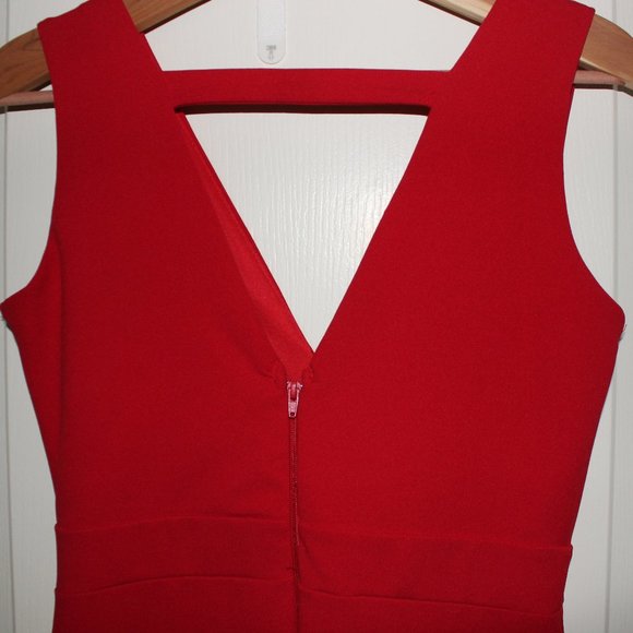 Floor Length Red Mermaid Gown - Picture 4 of 5